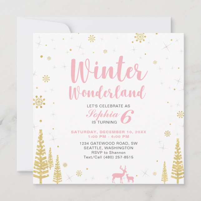 Invitation Anniversaire de enfant Winter Wonderlan (Devant)