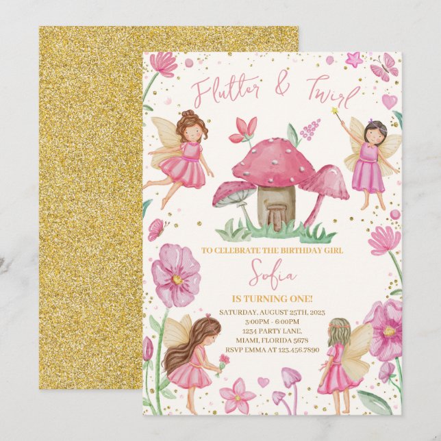 Invitation Anniversaire de Fefferie Rose et Twirl (Devant / Derrière)