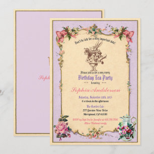Invitation Anniversaire de fête du thé violet
