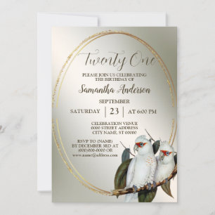 Invitation Anniversaire de fête Oiseaux blancs Cockatoo Feuil