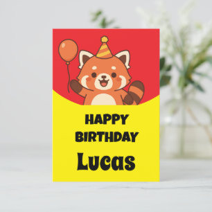 Invitation Anniversaire de fête panda rouge génial