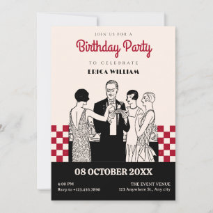 Invitation Anniversaire de fête Vintage classique pour filles