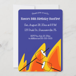 Invitation Anniversaire de feu de camp modifiable
