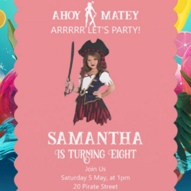 Invitation anniversaire de fille pirate (Party Pirates  Is The Destination For Every Celebration And Every Moment.)