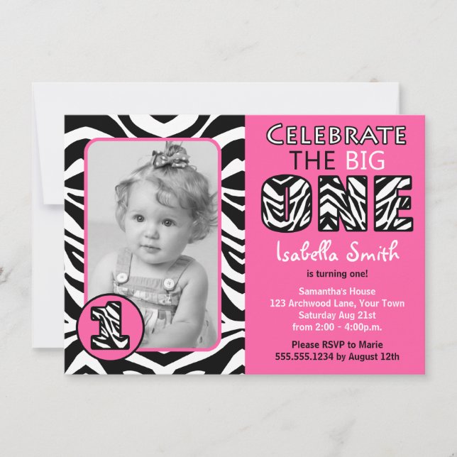 Invitation Anniversaire de filles de rose d'impression de (Devant)