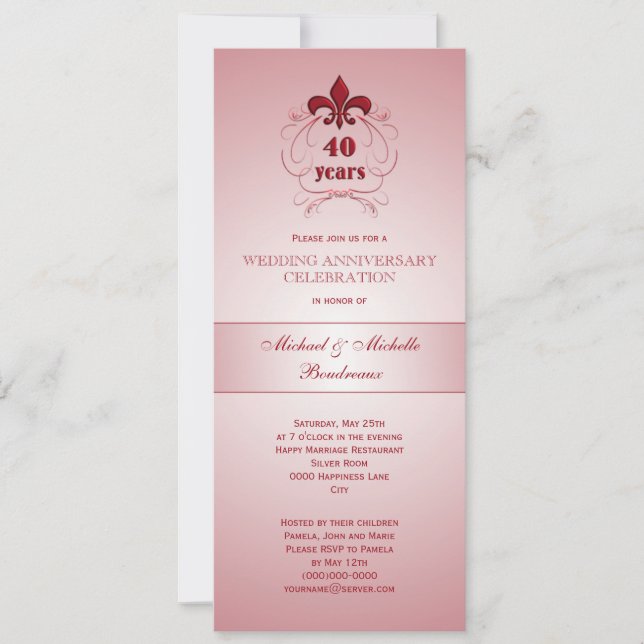 Invitation Anniversaire de Fleur de Lis Ruby (Devant)