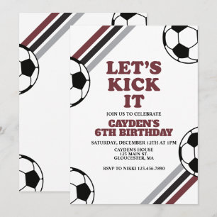 Invitation Anniversaire de foot Let's Kick It