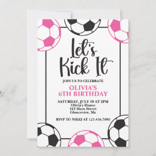 Invitation Anniversaire de Foot Rose et Noir