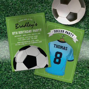 Invitation anniversaire de football bleu pâle pers
