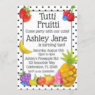 Invitation Anniversaire de fruit tropical de Tutti Fruitti
