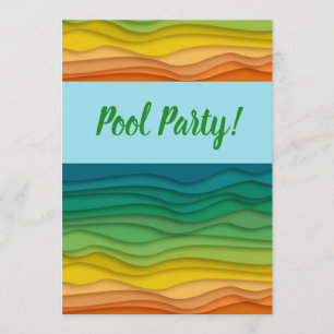 Invitation Anniversaire de Funky Waves Hawaiian Ado Pool Part
