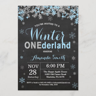 Invitation Anniversaire de garçon argenté bleu d'Onederland