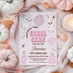 Invitation Anniversaire de Ghoul Gang en rose Brown rétro