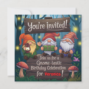 Invitation Anniversaire de Gnome Whimsical, Soirée Forestière