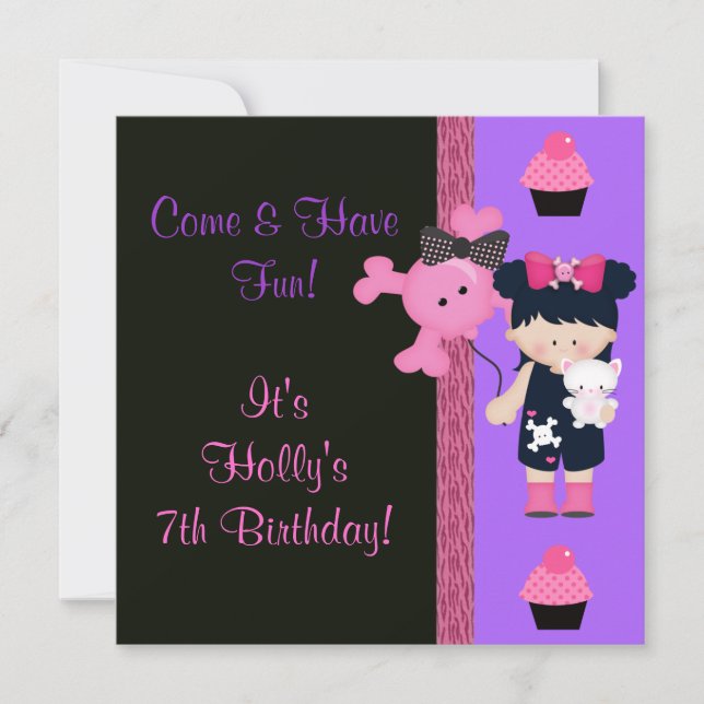 Invitation Anniversaire de Goth Girlie Cupcake (Devant)