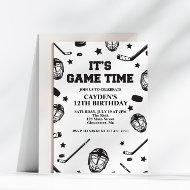 Invitation Anniversaire de hockey noir et blanc