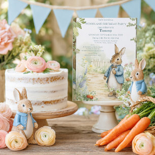 Invitation Anniversaire de jardin de lapin vintage