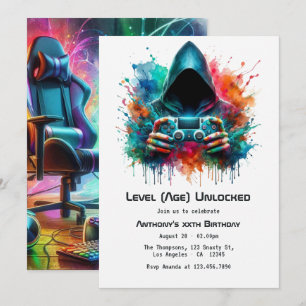 Invitation Anniversaire de jeu coloré débloqué pour tout âge