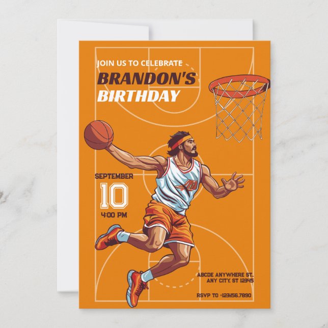 Invitation Anniversaire de joueur de basket-ball   (Devant)