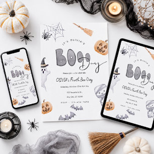 Invitation Anniversaire de jour de Boo d'Halloween modifiable