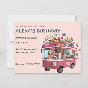 Invitation anniversaire de la camionnette de crème glacée