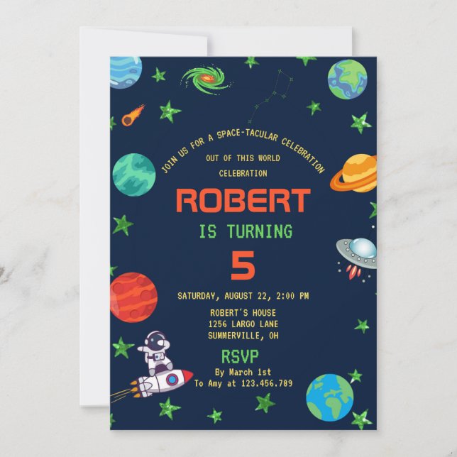 INVITATION ANNIVERSAIRE DE LA CÉLÉBRATION SPATIALE-TACULAIRE (Devant)