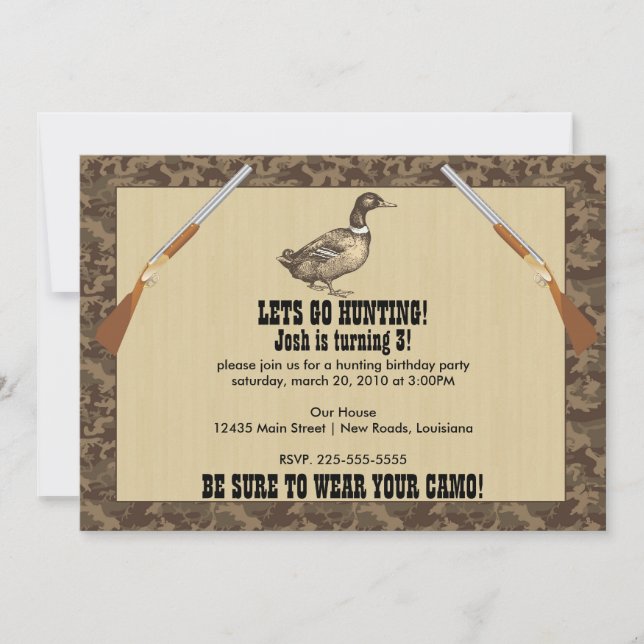 Invitation Anniversaire de la chasse au canard (Devant)