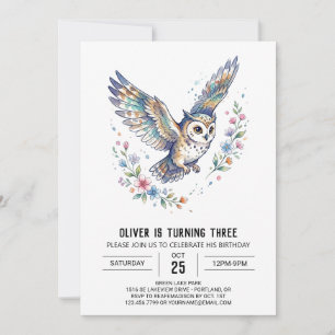 Invitation Anniversaire de la Chouette Peinte Marron