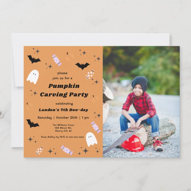 Invitation Anniversaire de la Citrouille de la Carving Hallow (Devant)