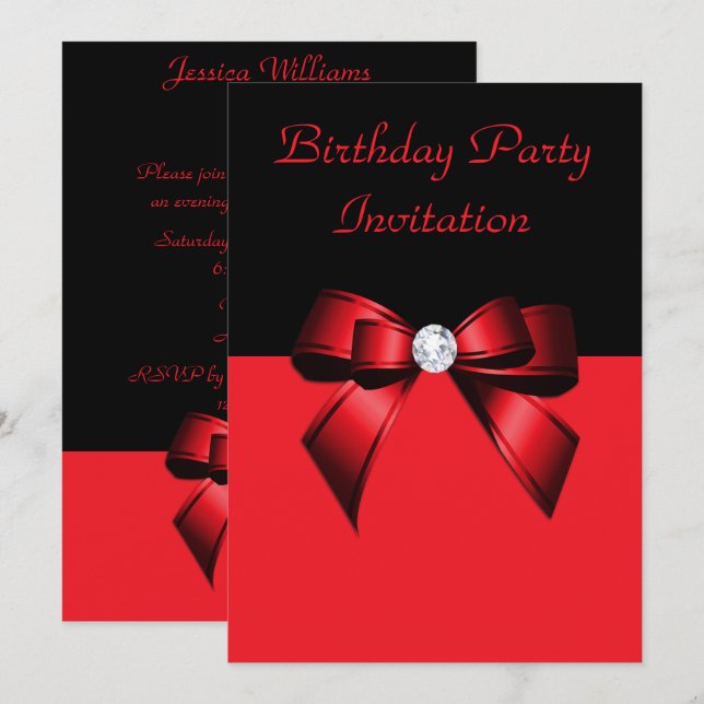 Invitation Anniversaire de la Corbeille noire et rouge (Devant / Derrière)