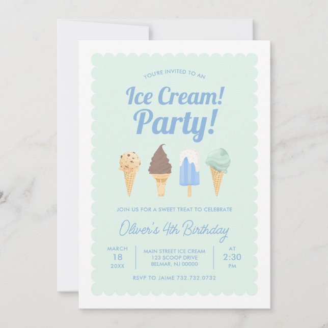 Invitation Anniversaire de la crème glacée (Devant)