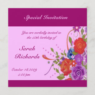 Invitation Anniversaire de la dame florale