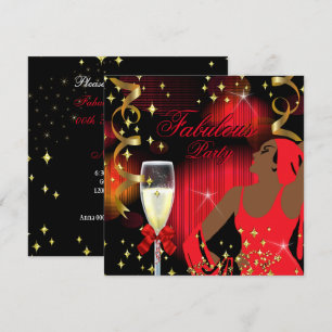 Invitation Anniversaire de la Diva au Glitter Rouge Fabuleux