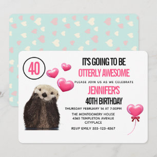 Invitation Anniversaire de la faune d'adorable loutre avec de