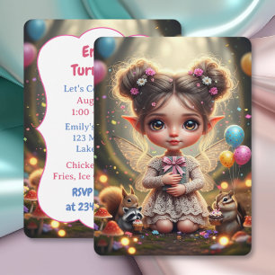 Invitation Anniversaire de la Fée Chibi de la Forêt Enchantée