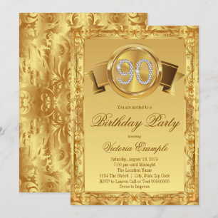 Invitation Anniversaire de la femme de remous de diamant d'or