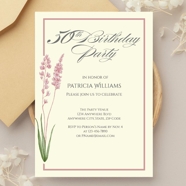 Invitation Anniversaire de la femme Fleur sauvage Pastel (Créateur téléchargé)