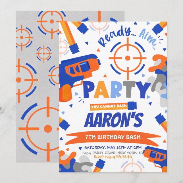 Invitation Anniversaire de la fête de Dart (Devant / Derrière)