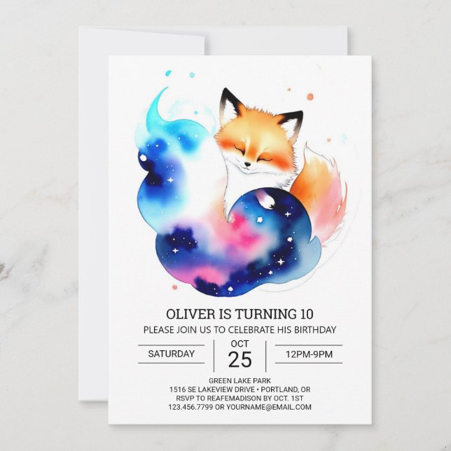 Invitation Anniversaire de la fête de la Fox Woods (Devant)