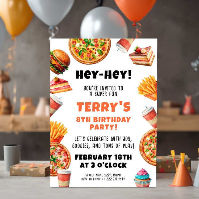 Invitation Anniversaire de la fête de la pizza savoureuse (Créateur téléchargé)