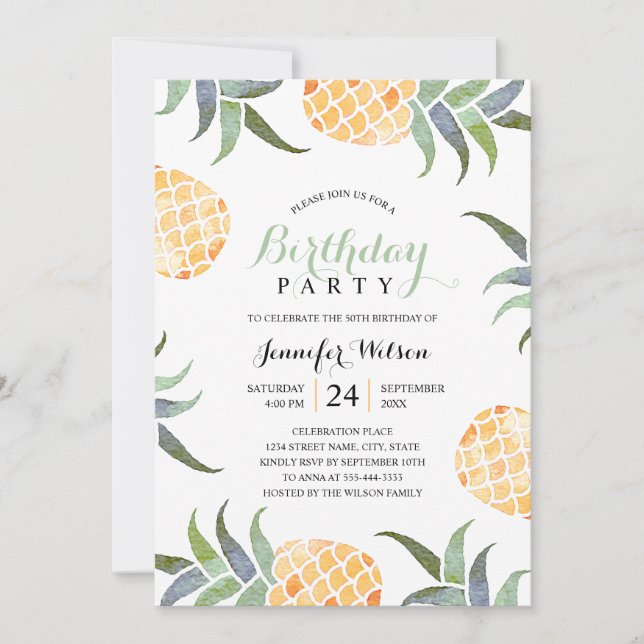 Invitation Anniversaire de la fête de l'ananas (Devant)