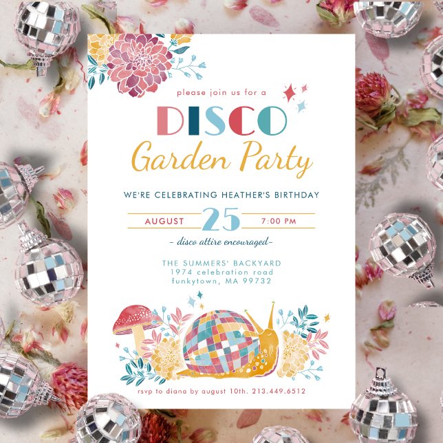 Invitation Anniversaire de la fête du Jardin Disco (Créateur téléchargé)