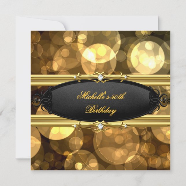 Invitation Anniversaire de la fête Gold Black Diamond (Devant)