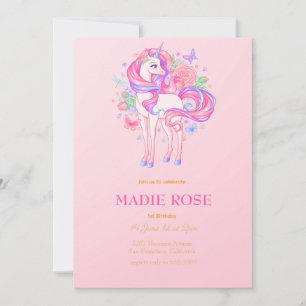 Invitation Anniversaire de la fête licorne magique