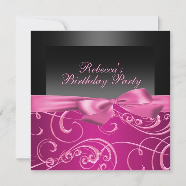 Invitation Anniversaire de la fête rose (Devant)