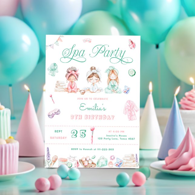 Invitation Anniversaire de la fête spa (Créateur téléchargé)