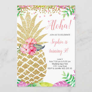 Invitation Anniversaire de la fille d'ananas Aloha Hawaii été