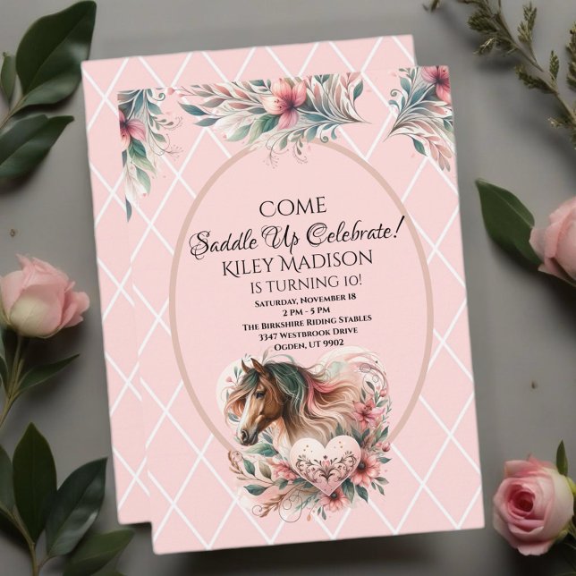 Invitation Anniversaire de la fille du cheval (Enjoy this beautiful collection of elegant watercolor designs.)
