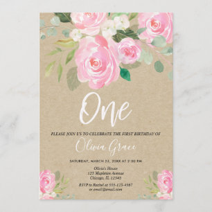 Invitation Anniversaire de la fille d'un premier anniversaire