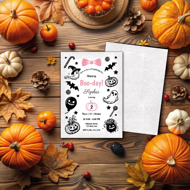 Invitation Anniversaire De La Fille Éffrayante Noire Et Blanc (Créateur téléchargé)